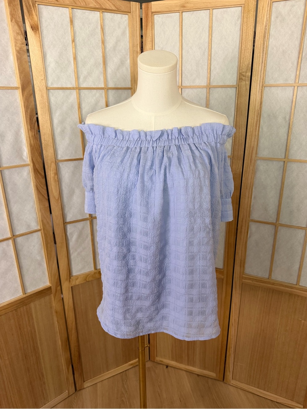 Gilli Lavender Off-Shoulder Ruffle Neck Blouse